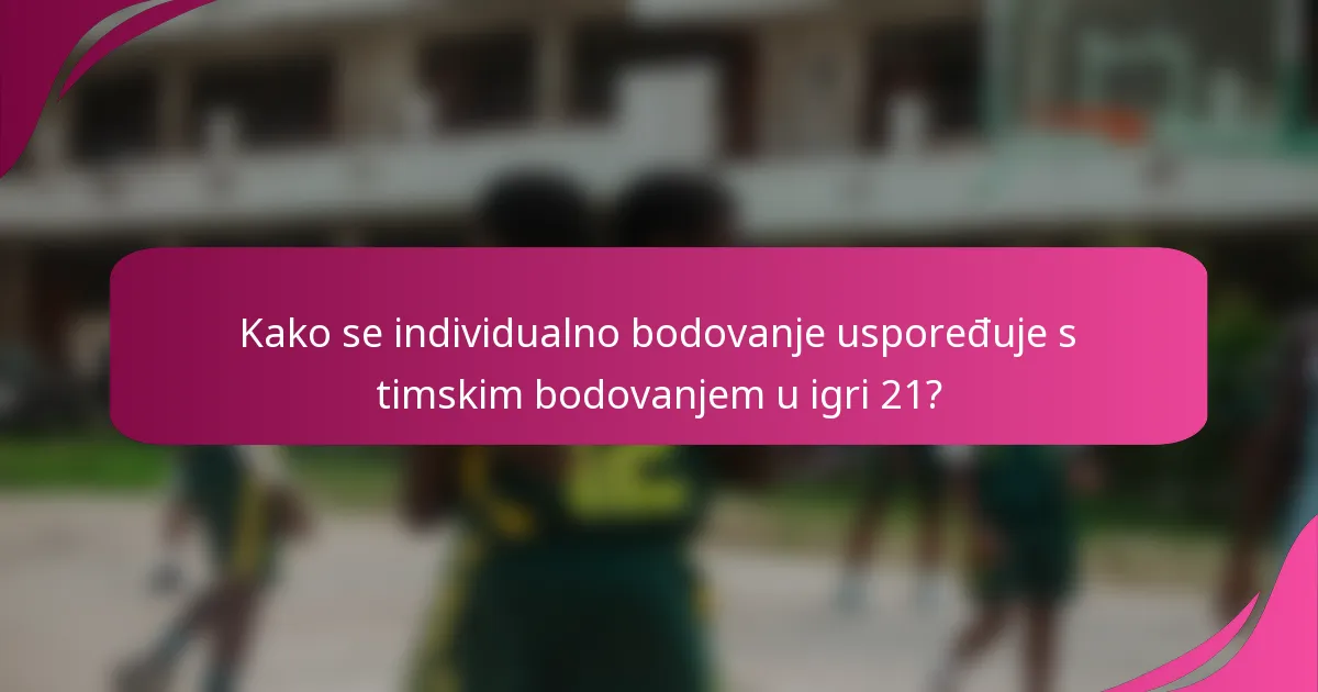 Kako se individualno bodovanje uspoređuje s timskim bodovanjem u igri 21?