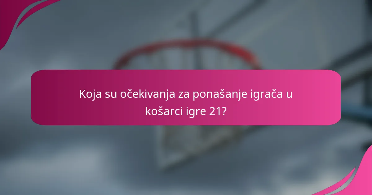Koja su očekivanja za ponašanje igrača u košarci igre 21?