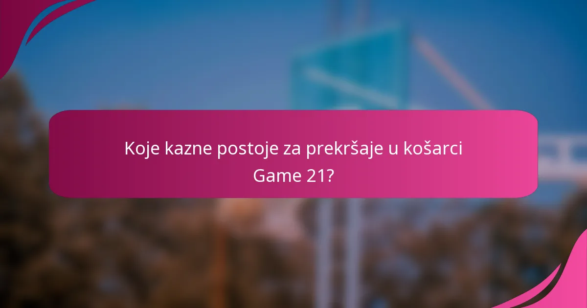 Koje kazne postoje za prekršaje u košarci Game 21?