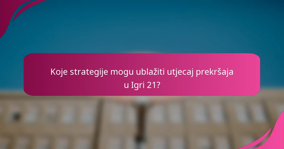 Koje strategije mogu ublažiti utjecaj prekršaja u Igri 21?