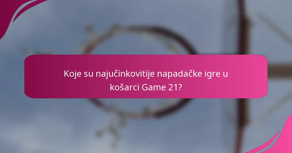 Koje su najučinkovitije napadačke igre u košarci Game 21?