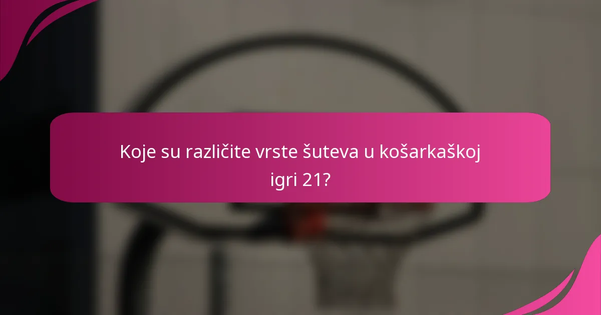 Koje su različite vrste šuteva u košarkaškoj igri 21?