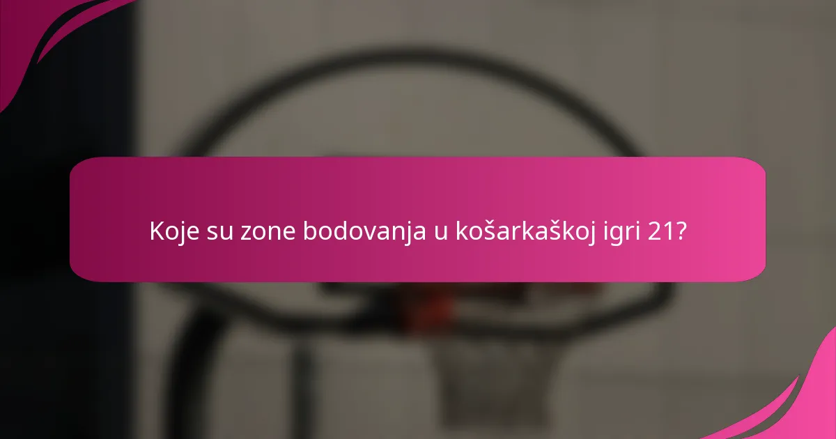 Koje su zone bodovanja u košarkaškoj igri 21?