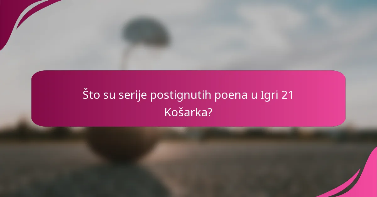 Što su serije postignutih poena u Igri 21 Košarka?